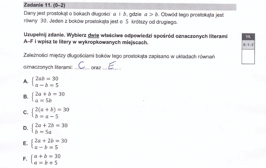 matura 2023 matematyka odpowiedzi zadanie 11